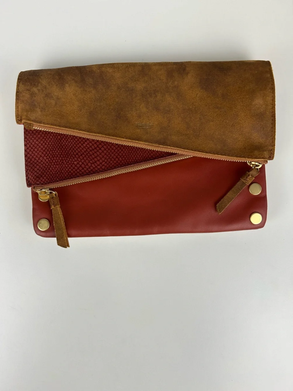 HAMMITT DILLON LOS ANGELES DILLON ARCHES HENNA LEATHER CROSSBODY CLUTCH MEDIUM